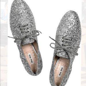 Miu Miu crystal embellished glitter Oxford 36.5